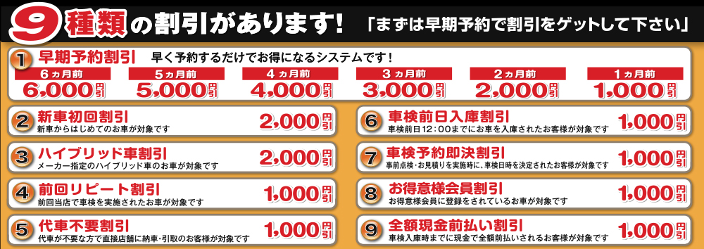 9種類の割引!