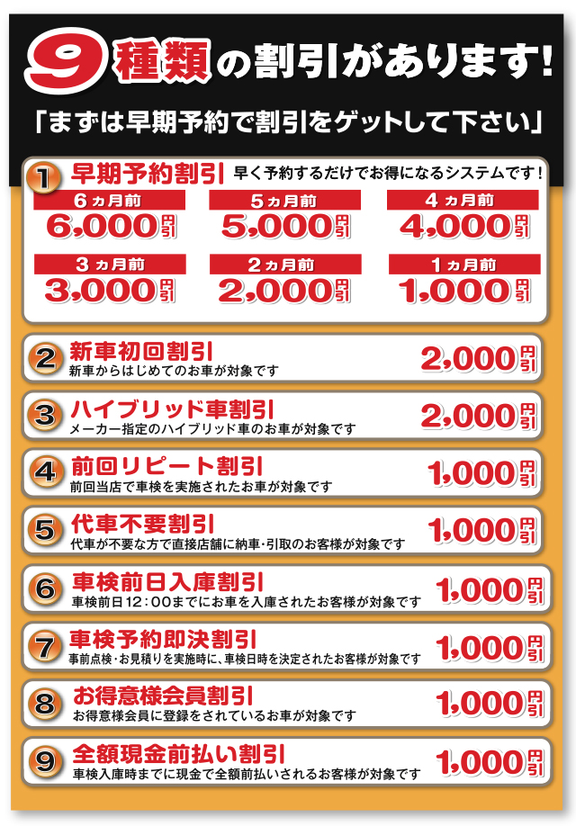 9種類の割引！